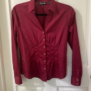NY&Co red button up blouse with jeweled buttons